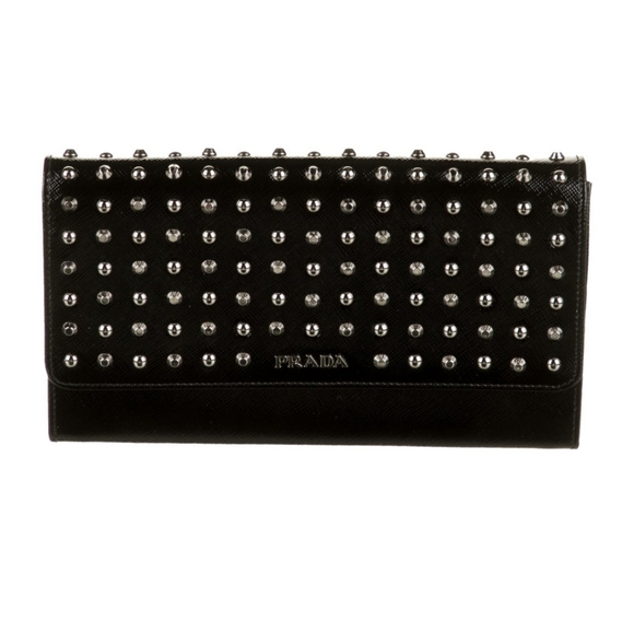 Prada Saffiano Vernice Studded Wallet Clutch - Picture 5 of 8